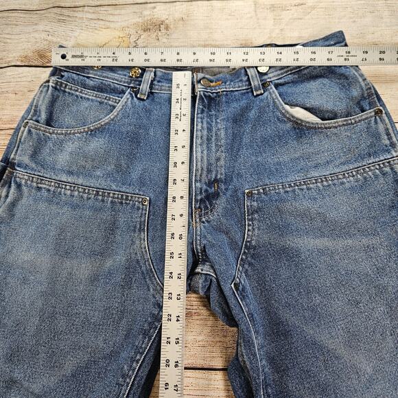 VINTAGE Double Knee Work Jeans Lakin Mckey Men 38x32 Denim Blue Carpenter - Picture 2 of 8